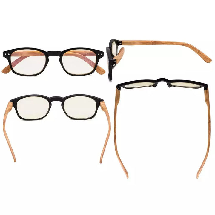 5 Pack Wooden Arms Blue Light Filter Reading Glasses UVR034