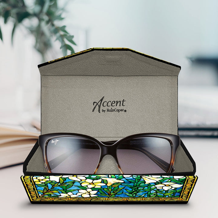 Folding Glasses Case - Vegan, Trifold, Tiffany Field of Lilies