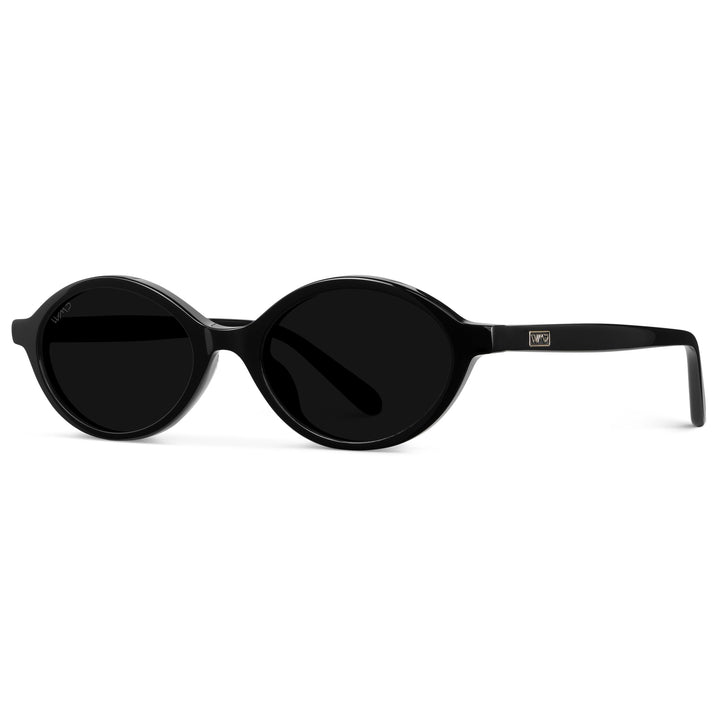 WMP Eyewear – Women’s Trendy Oval Sunglasses: Small Retro Frame, 90s Y2K Style, Perfect for Everyday Wear (Black/Triple Black Lens)