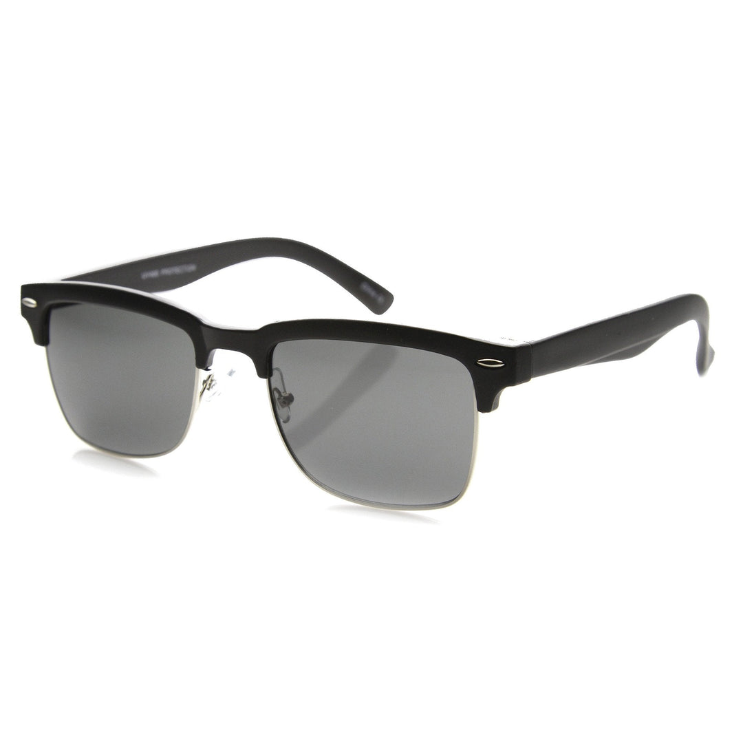 Indie Dapper Square Half Frame Horned Rim Sunglasses 9809