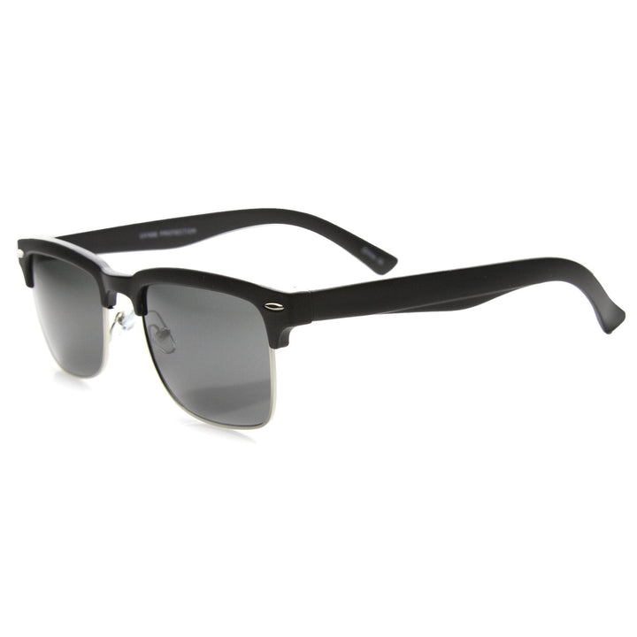 Indie Dapper Square Half Frame Horned Rim Sunglasses 9809