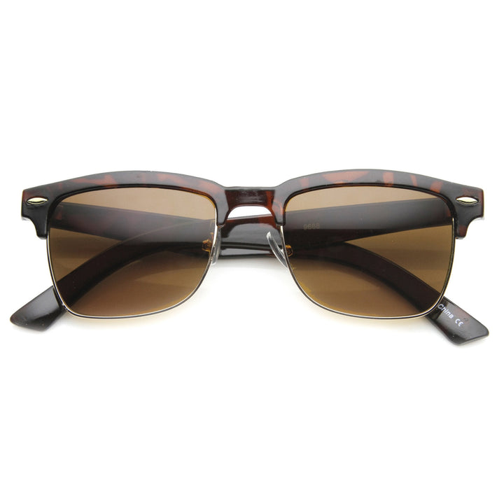 Indie Dapper Square Half Frame Horned Rim Sunglasses 9809