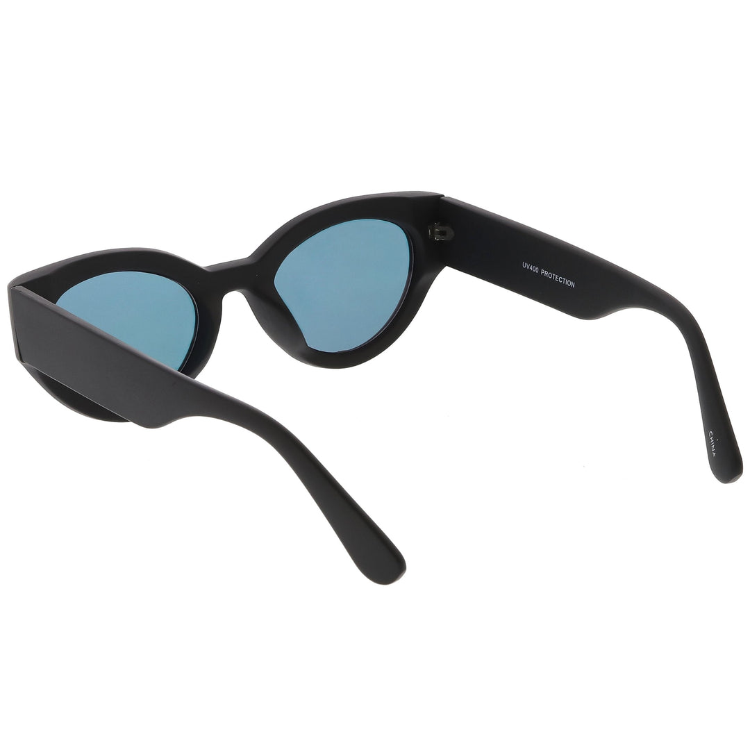 Bold Retro Fashion Oval Mirrored Flat Lens Sunglasses