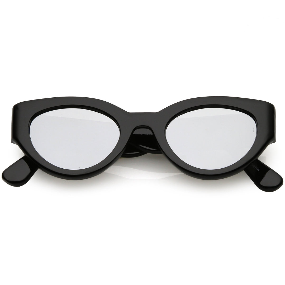 Bold Retro Fashion Oval Mirrored Flat Lens Sunglasses