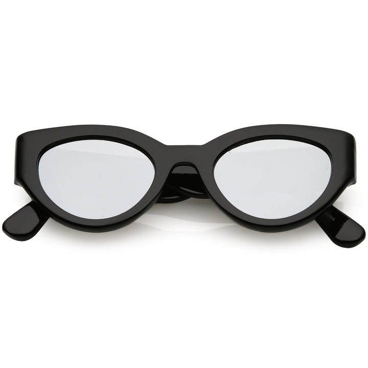 Bold Retro Fashion Oval Mirrored Flat Lens Sunglasses