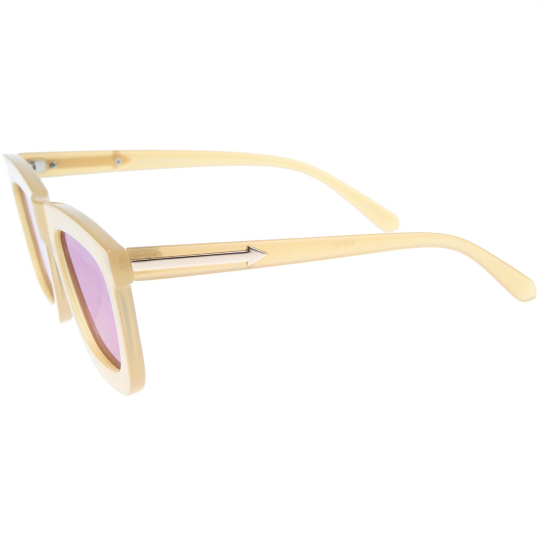 Hipster Flat Front Square Horned Rim Mirror Lens Sunglasses A143