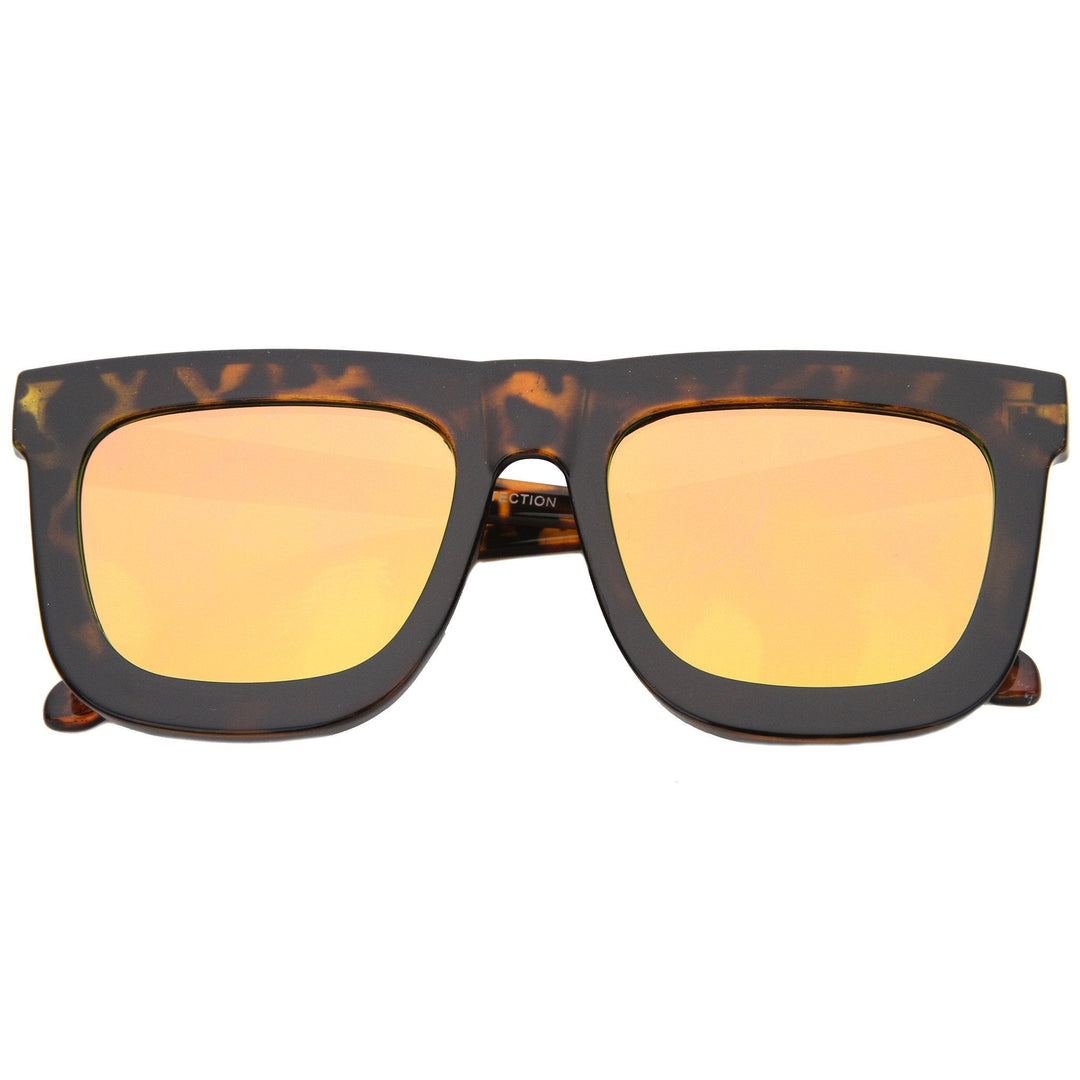 Hipster Flat Front Square Horned Rim Mirror Lens Sunglasses A143