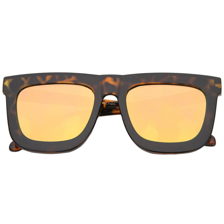 Hipster Flat Front Square Horned Rim Mirror Lens Sunglasses A143