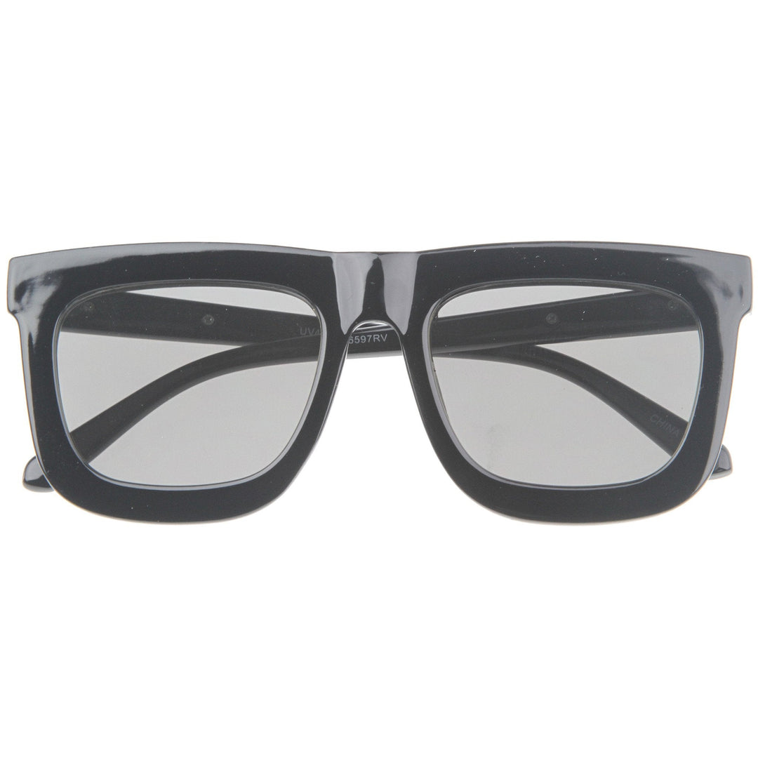 Hipster Flat Front Square Horned Rim Mirror Lens Sunglasses A143