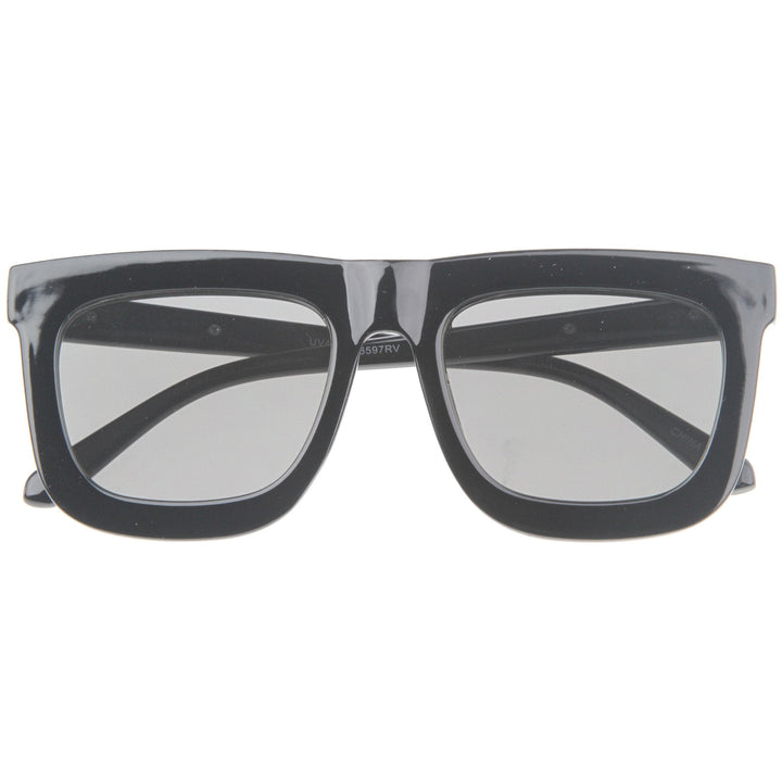Hipster Flat Front Square Horned Rim Mirror Lens Sunglasses A143