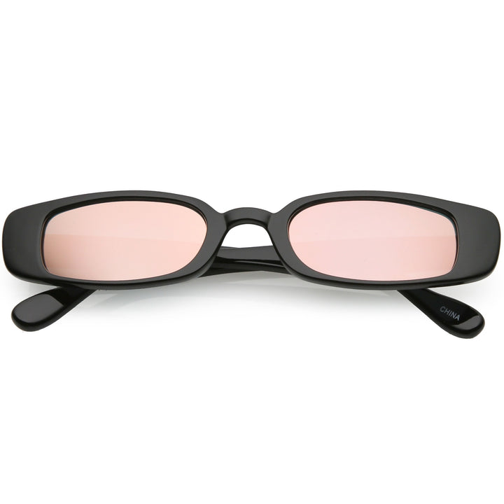 Retro 1990's Thin Rectangular Mirrored Lens Sunglasses C548