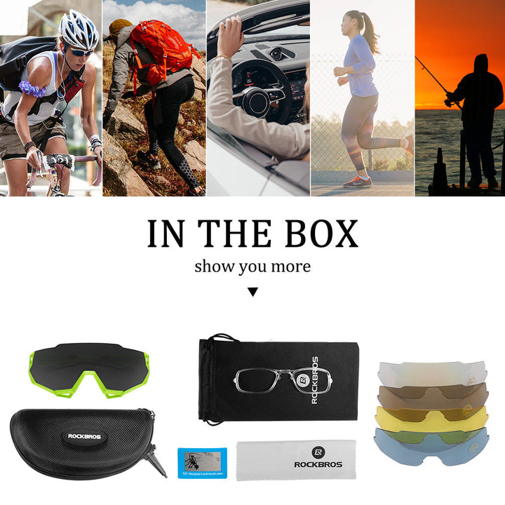 ROCKBROS Polarized Sports Sunglasses with 4 Interchangeable Lens