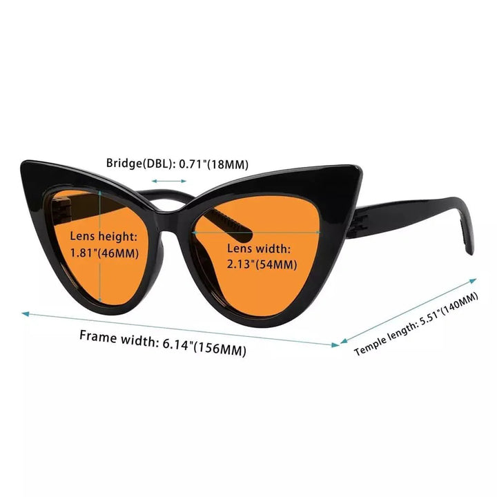 6 Pack 100% Blue Blocking Cat-eye Orange Glasses for Sleep Metalless R2318-B98