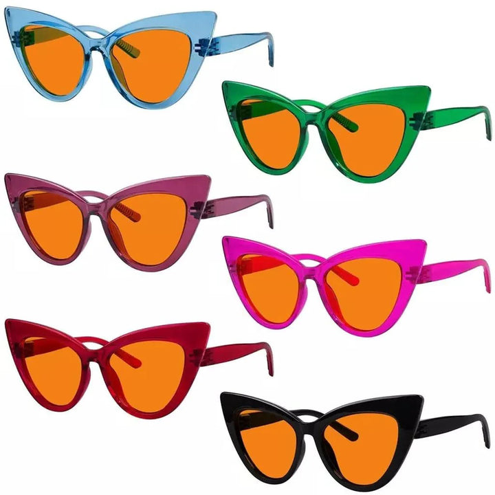 6 Pack 100% Blue Blocking Cat-eye Orange Glasses for Sleep Metalless R2318-B98