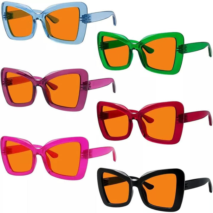 6 Pack 100% Blue Blocking Glasses Orange Lens Metalless Screwless Cat-eye R2315-B98