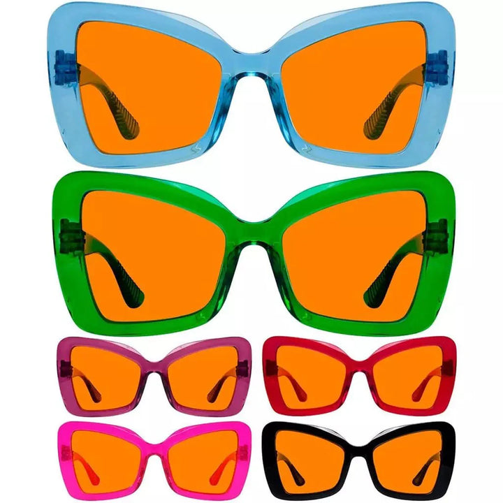 6 Pack 100% Blue Blocking Glasses Orange Lens Metalless Screwless Cat-eye R2315-B98