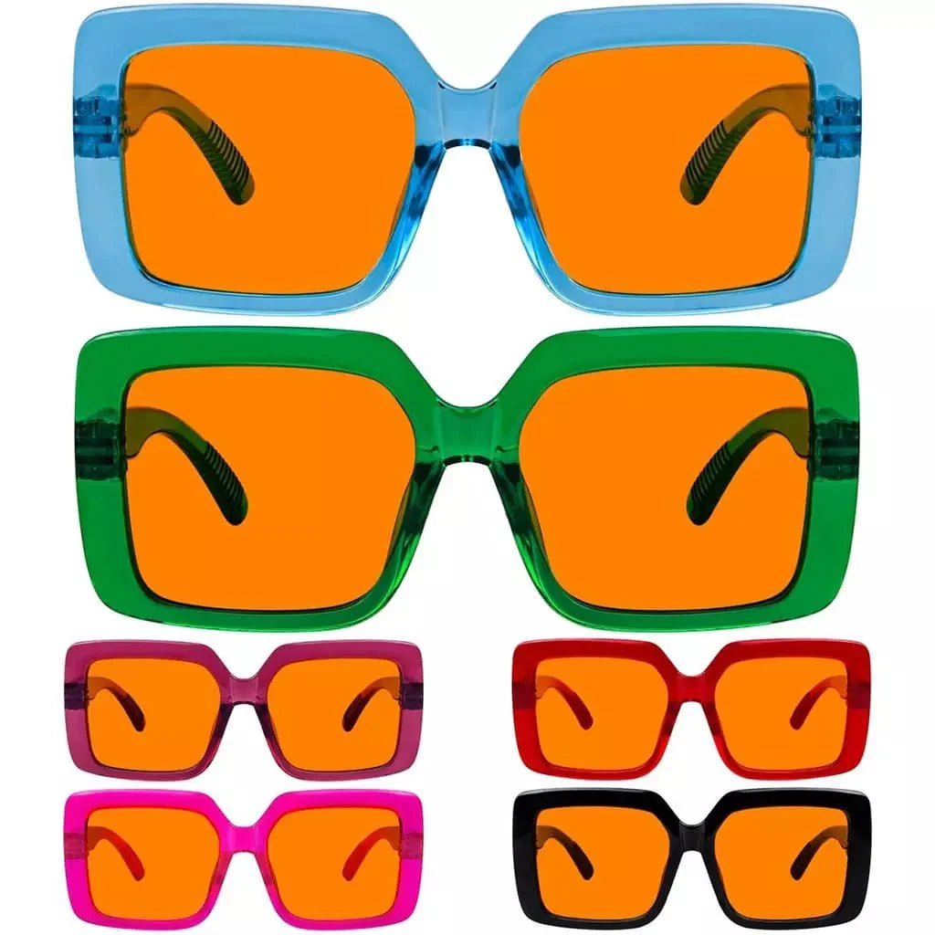 6 Pack 100% Blue Blocking Orange Glasses for Sleep Metalless Screwless R2311-B98