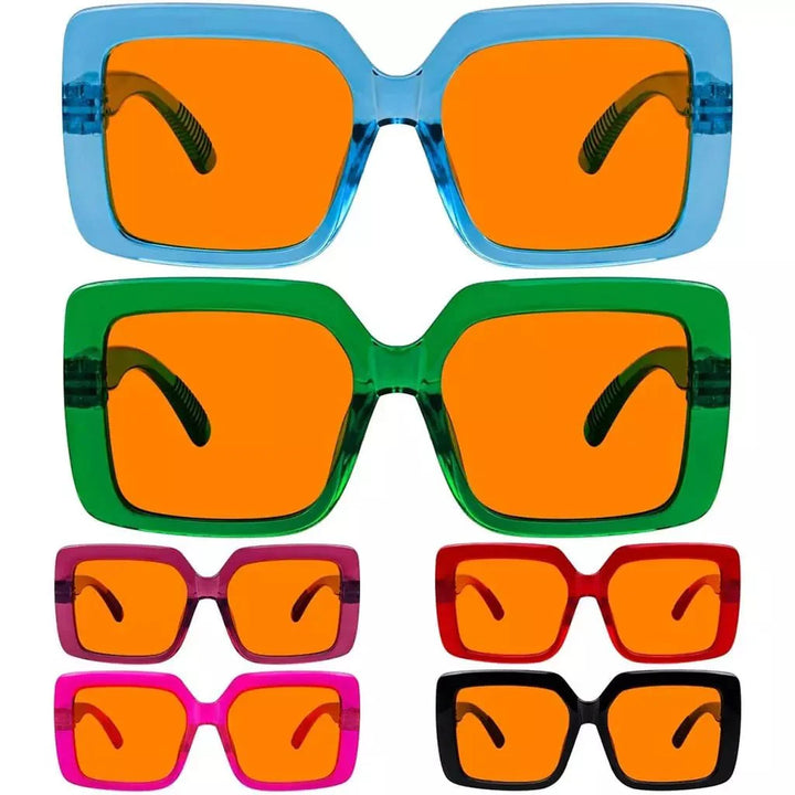 6 Pack 100% Blue Blocking Orange Glasses for Sleep Metalless Screwless R2311-B98