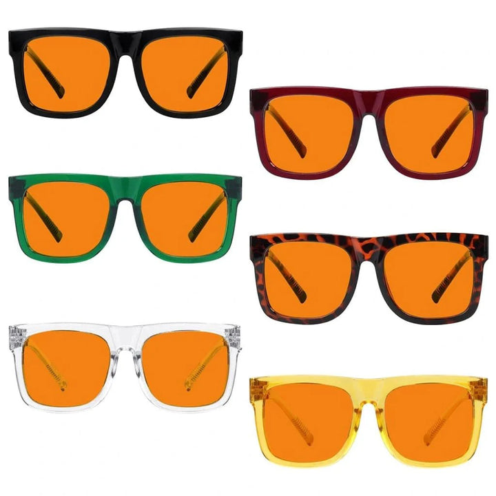 6 Pack 100% Blue Blocking Orange Glasses Nighttime Metalless Screwless Eyewear R2316-B98