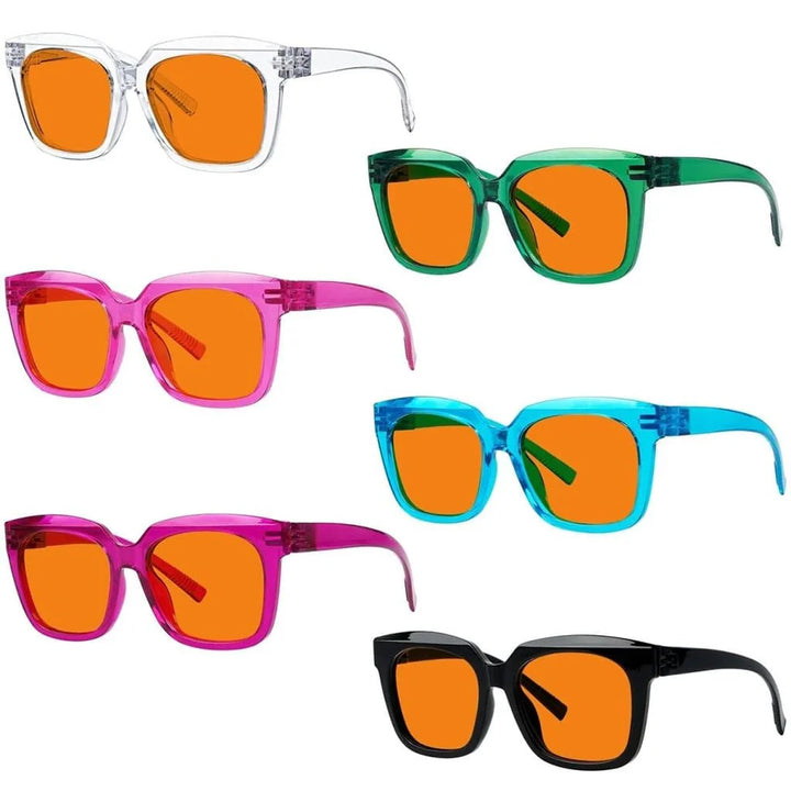 6 Pack 100% Blue Blocking Orange Lens for Sleep Metalless Glasses R2144-B98