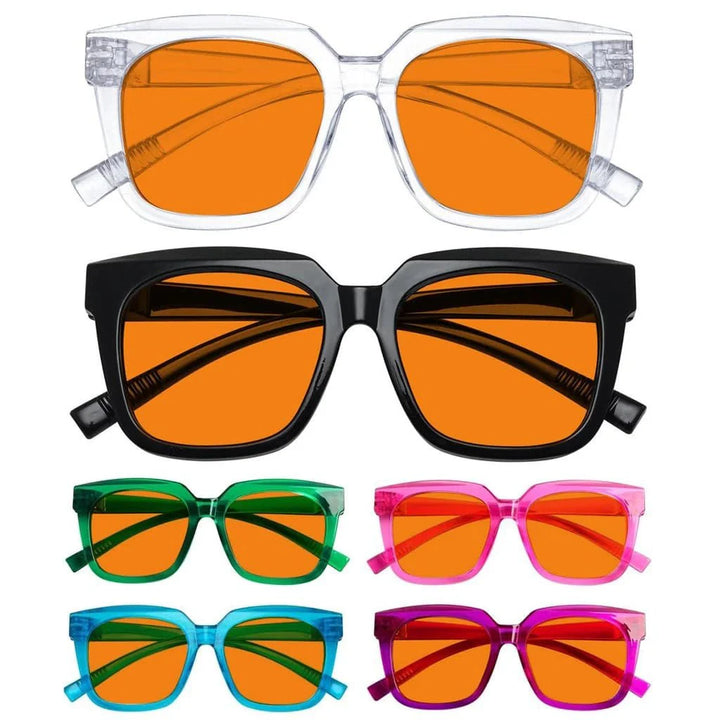 6 Pack 100% Blue Blocking Orange Lens for Sleep Metalless Glasses R2144-B98