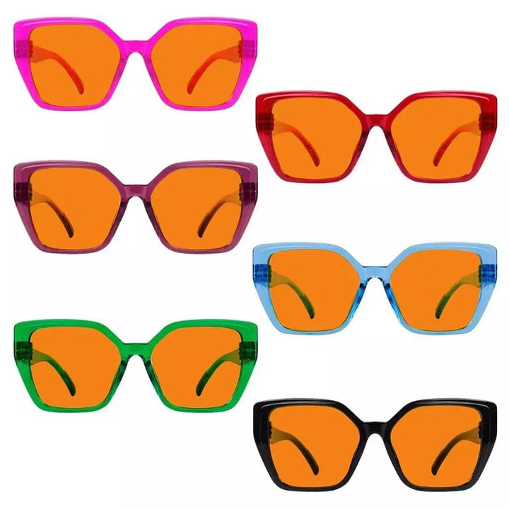 6 Pack 100% Blue Blocking Orange Lens Metalless Screwless Nighttime Glasses R2314-B98