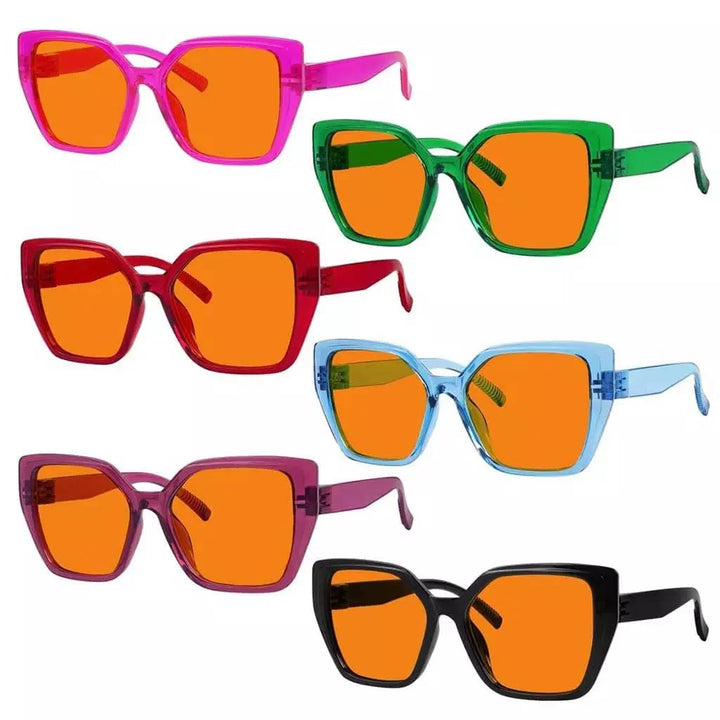 6 Pack 100% Blue Blocking Orange Lens Metalless Screwless Nighttime Glasses R2314-B98