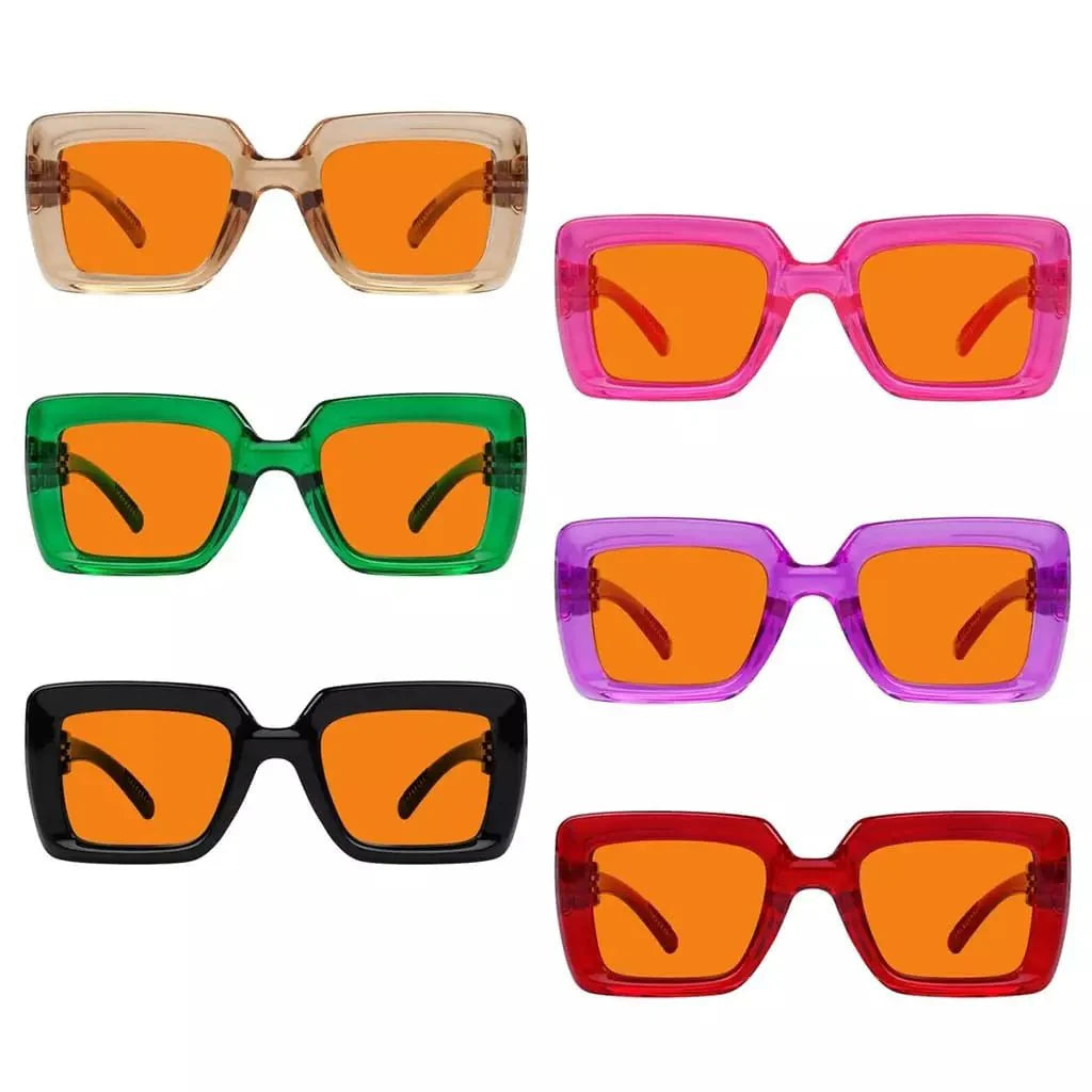 6 Pack 100% Blue Light Blocking Orange Glasses Metalless Screwless NR2101-B98