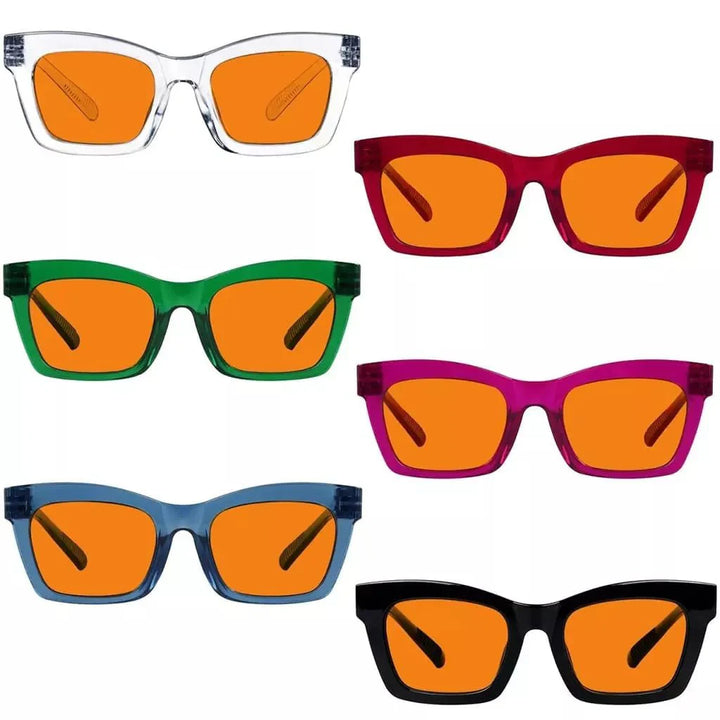 6 Pack 100% Blue Light Blocking Orange Glasses Metalless Screwless R2308-B98
