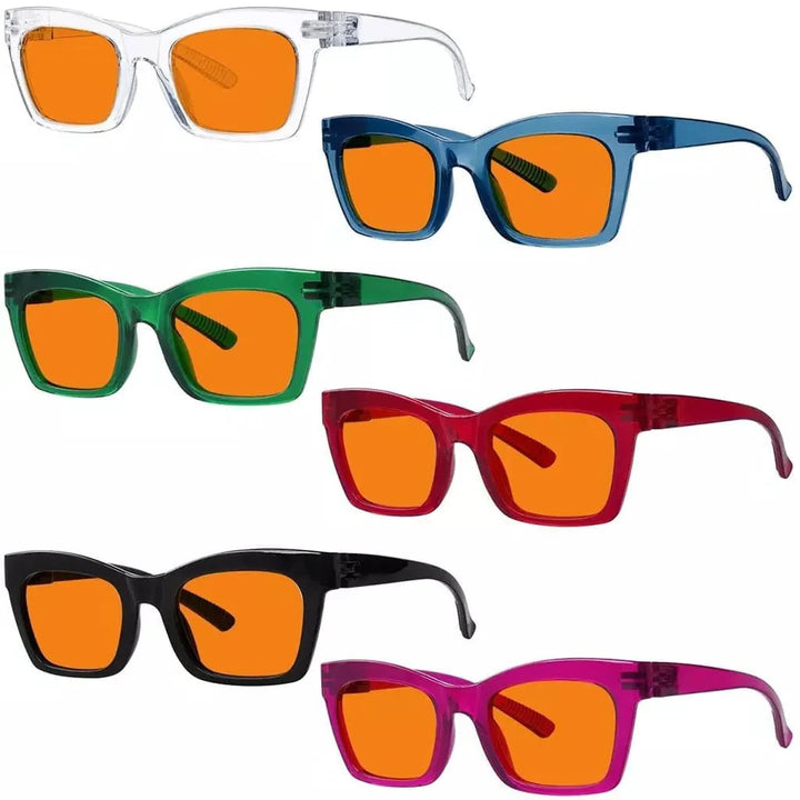 6 Pack 100% Blue Light Blocking Orange Glasses Metalless Screwless R2308-B98