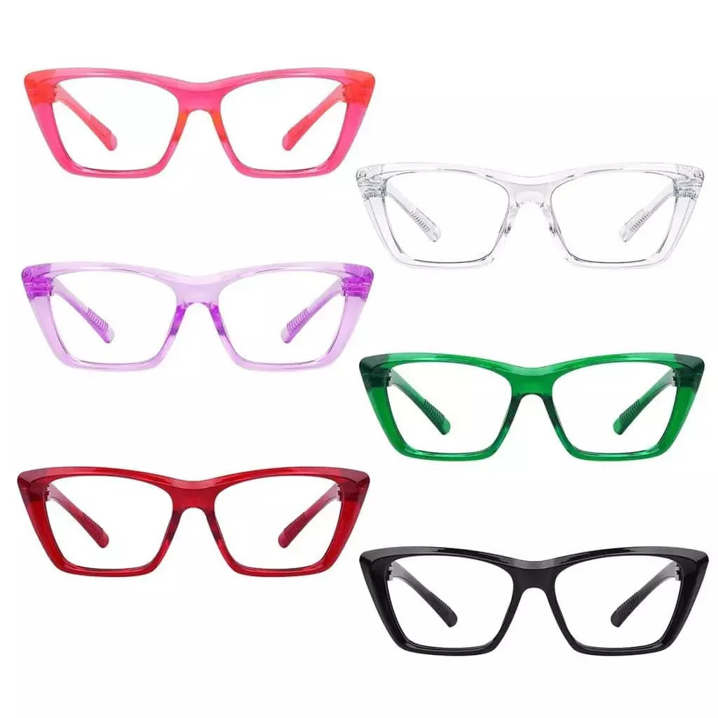 6 Pack 30% Blue Light Blocking Cat-eye Metalless Screwless Glasses R2514-B15