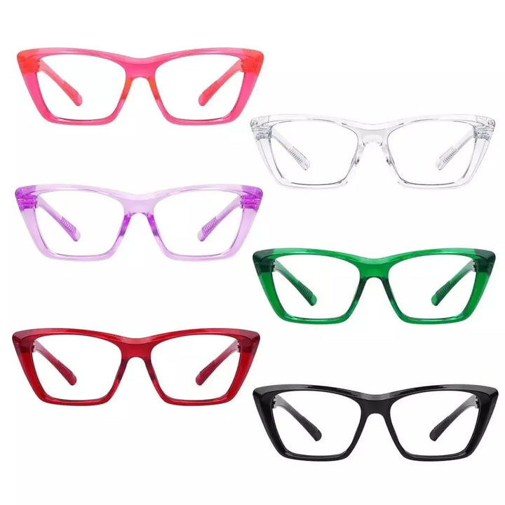 6 Pack 30% Blue Light Blocking Cat-eye Metalless Screwless Glasses R2514-B15