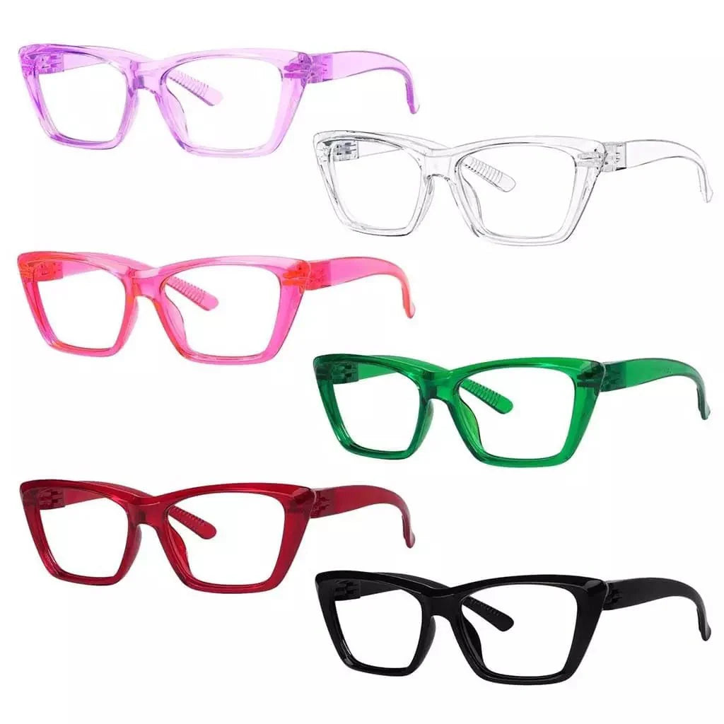 6 Pack 30% Blue Light Blocking Cat-eye Metalless Screwless Glasses R2514-B15