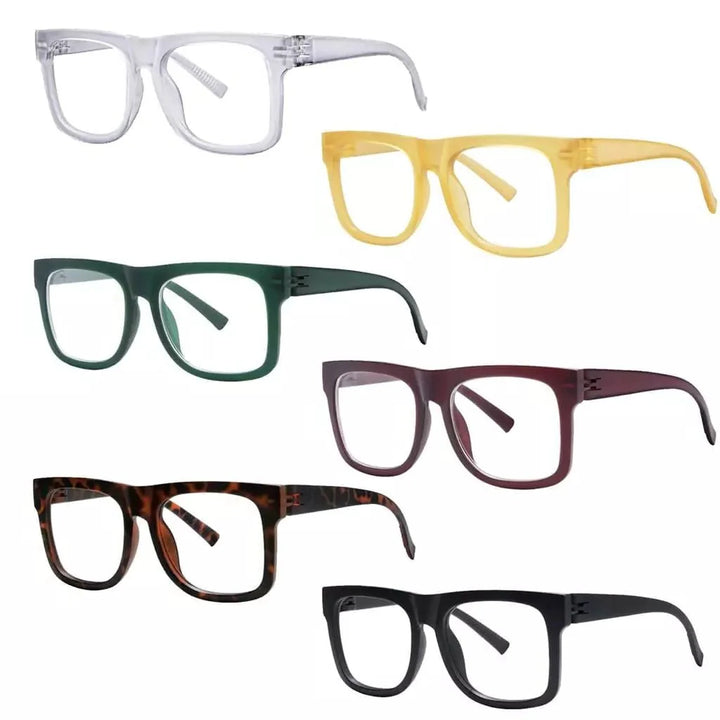 6 Pack 30% Blue Light Blocking Large Frame Metalless Screwless Glasses R2316-B15