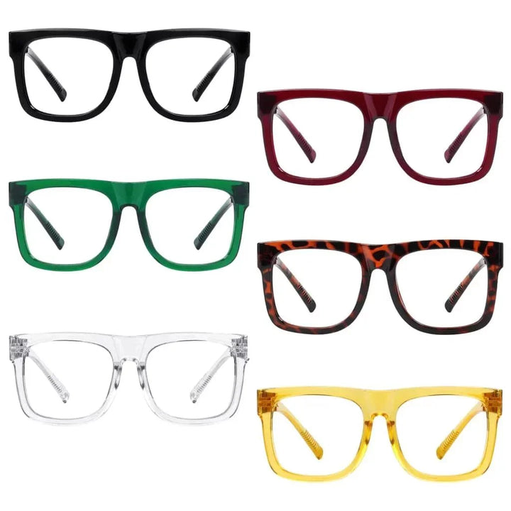 6 Pack 30% Blue Light Blocking Large Frame Metalless Screwless Glasses R2316-B15