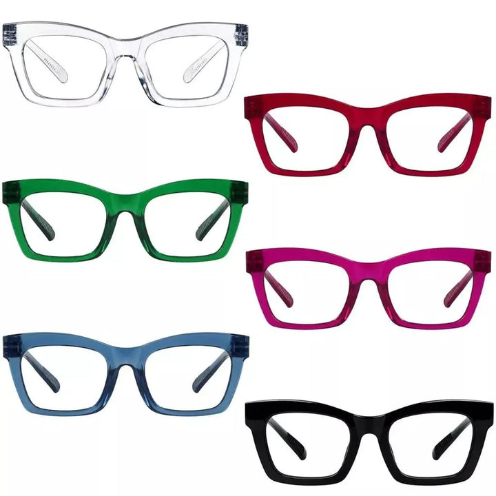 6 Pack 30% Blue Light Blocking Metalless Screwless Cat-eye Glasses R2308-B15