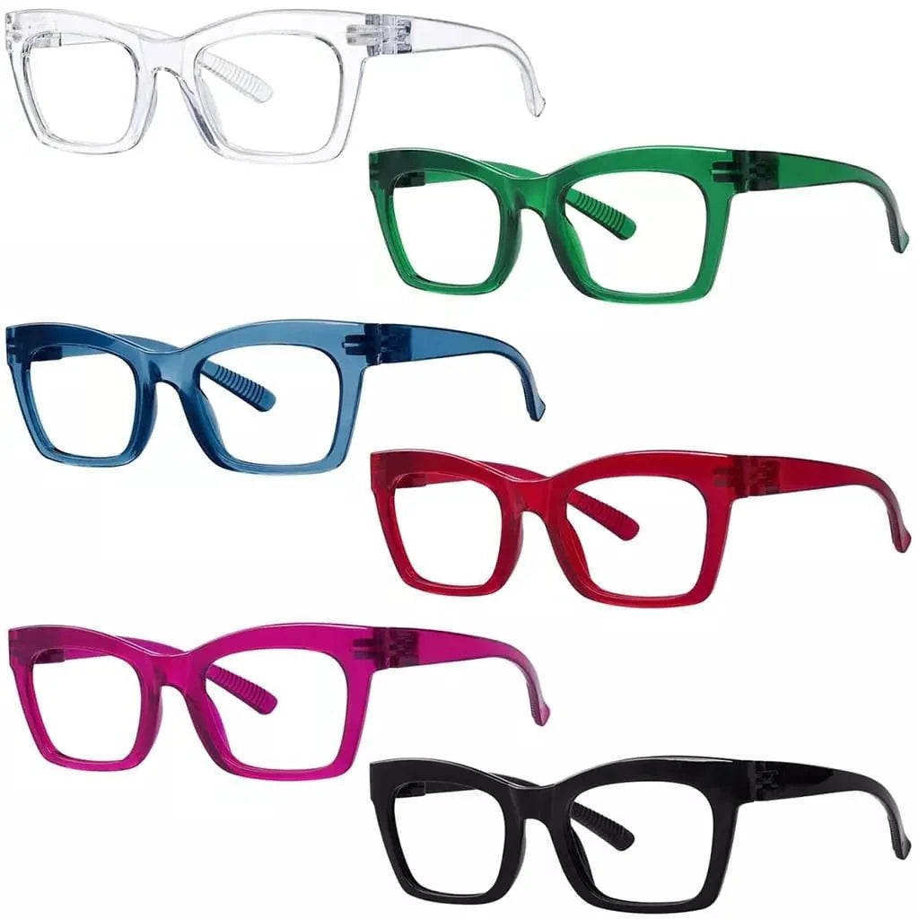 6 Pack 30% Blue Light Blocking Metalless Screwless Cat-eye Glasses R2308-B15