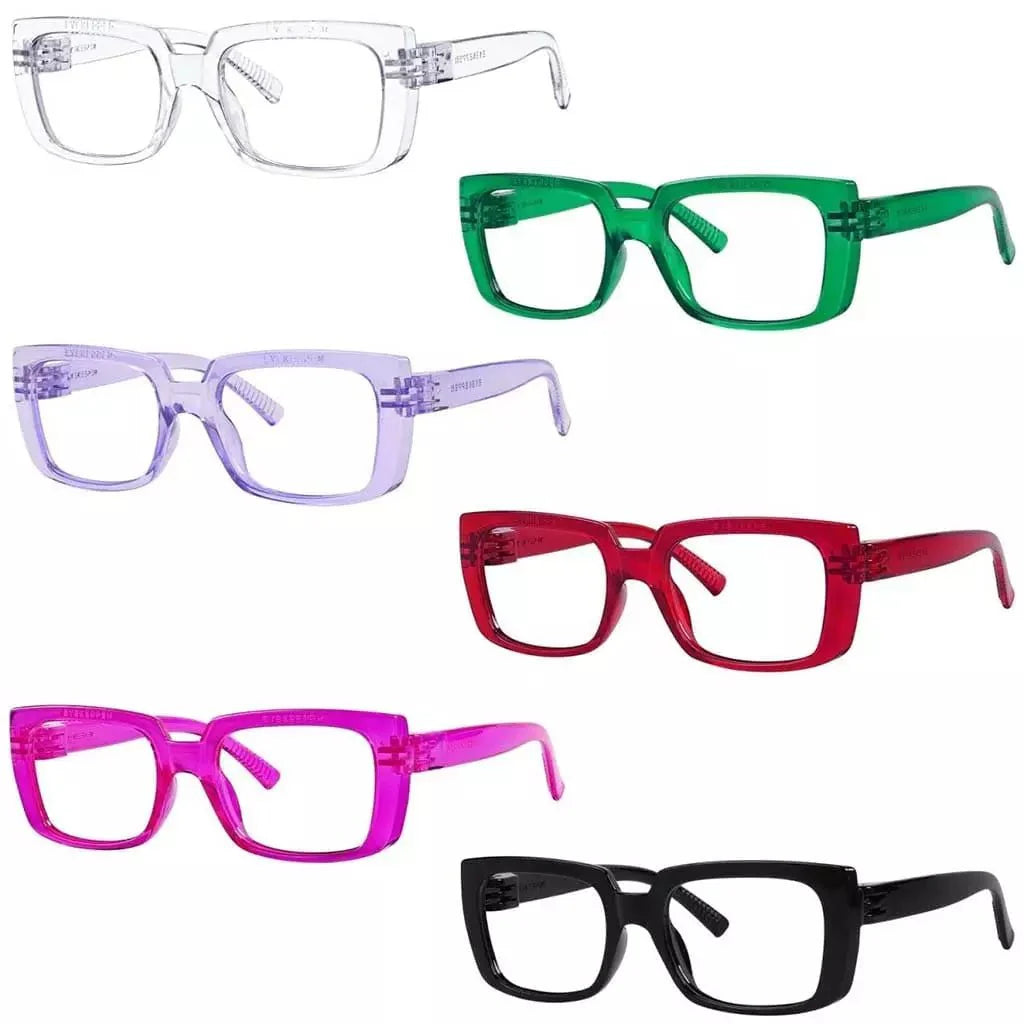 6 Pack 30% Blue Light Blocking Metalless Screwless Eyeglasses NR9107-B15