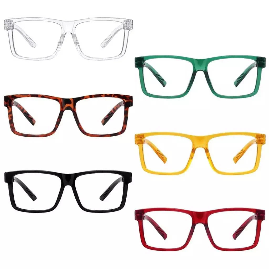 6 Pack 30% Blue Light Blocking Oversized Metalless Screwless Glasses R2508-B15