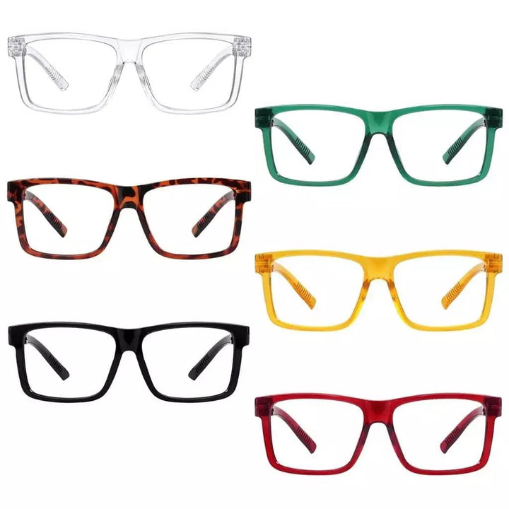 6 Pack 30% Blue Light Blocking Oversized Metalless Screwless Glasses R2508-B15