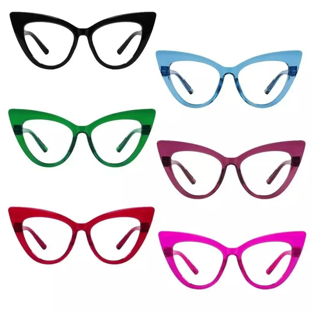 6 Pack 30% Blue Light Blocking Glasses Cat-eye Metalless Screwless Eyewear R2318-B15