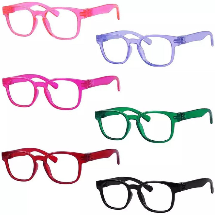 6 Pack 30% Blue Light Blocking Square Metalless Screwless Glasses NR144-B15