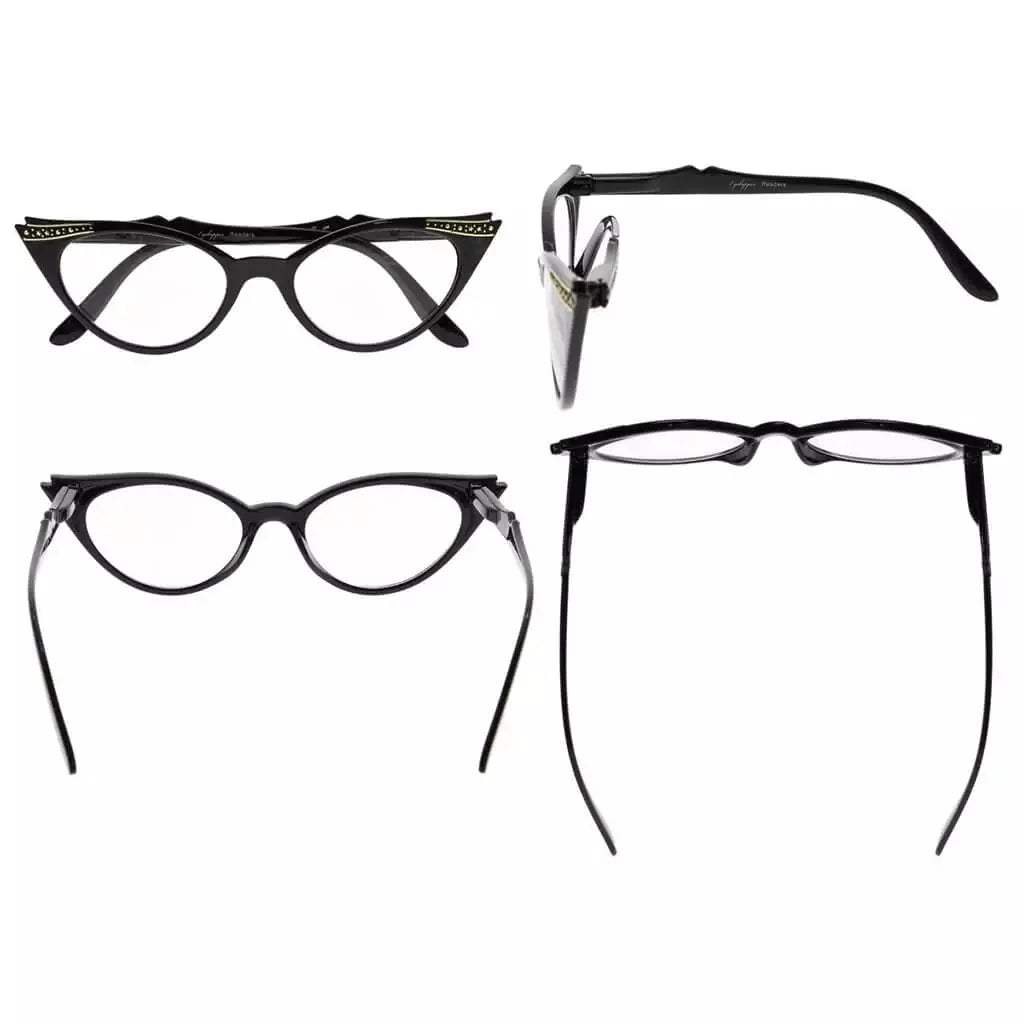 6 Pack Cat-eye Reading Glasses Include Sunshine Readers R914
