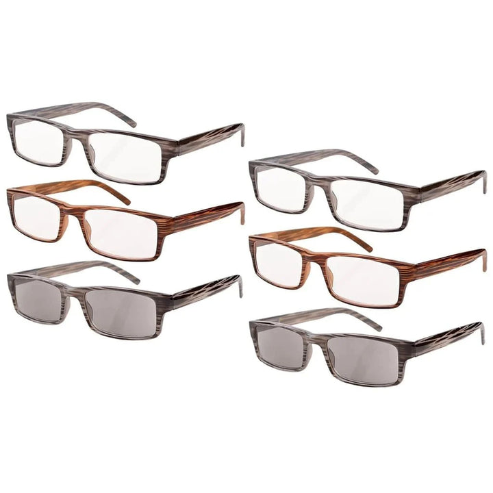 6 Pack Fashionable Rectangle Striped Reading Glasses R026