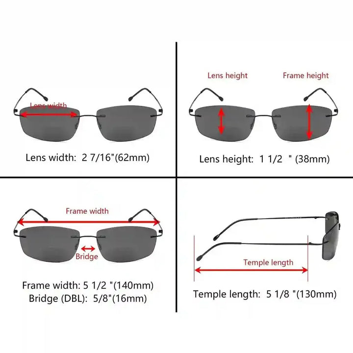 6 Pack Frameless Bifocal Sunglasses Reading Glasses SGWK4