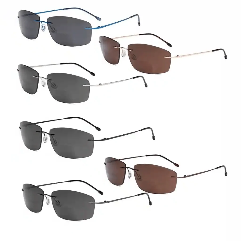 6 Pack Frameless Bifocal Sunglasses Reading Glasses SGWK4