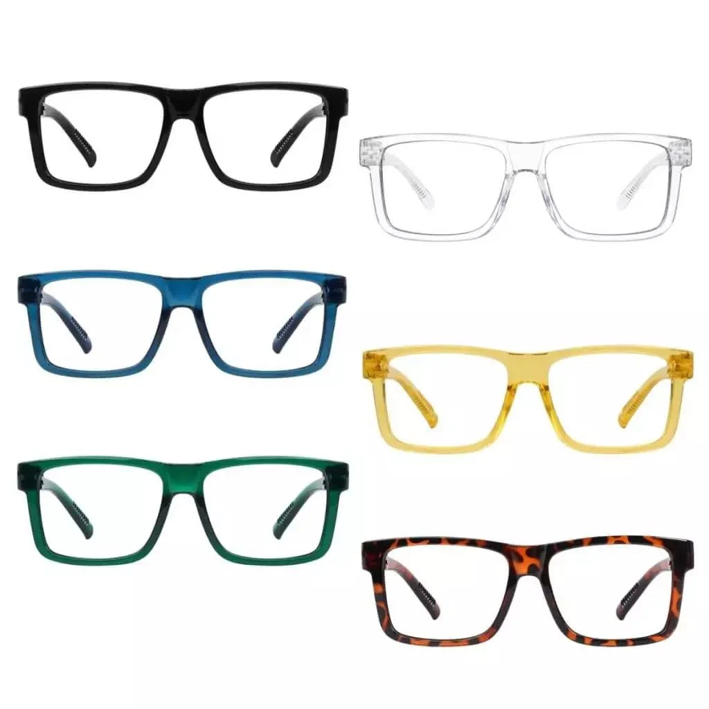 6 Pack Large Frame Thick Spring Hinge Metalless Reading Glasses NR2142