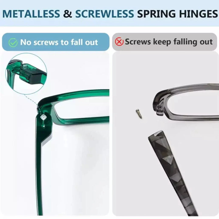 6 Pack Large Frame Thick Spring Hinge Metalless Reading Glasses NR2142