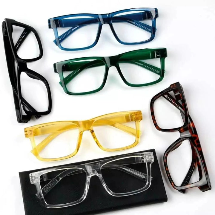6 Pack Large Frame Thick Spring Hinge Metalless Reading Glasses NR2142