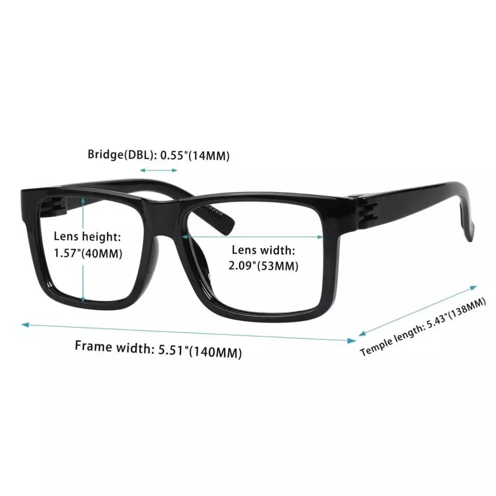 6 Pack Large Frame Thick Spring Hinge Metalless Reading Glasses NR2142